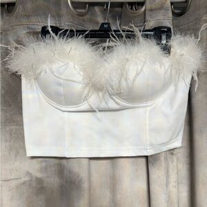 SHEIN Elegant White Feathery Top